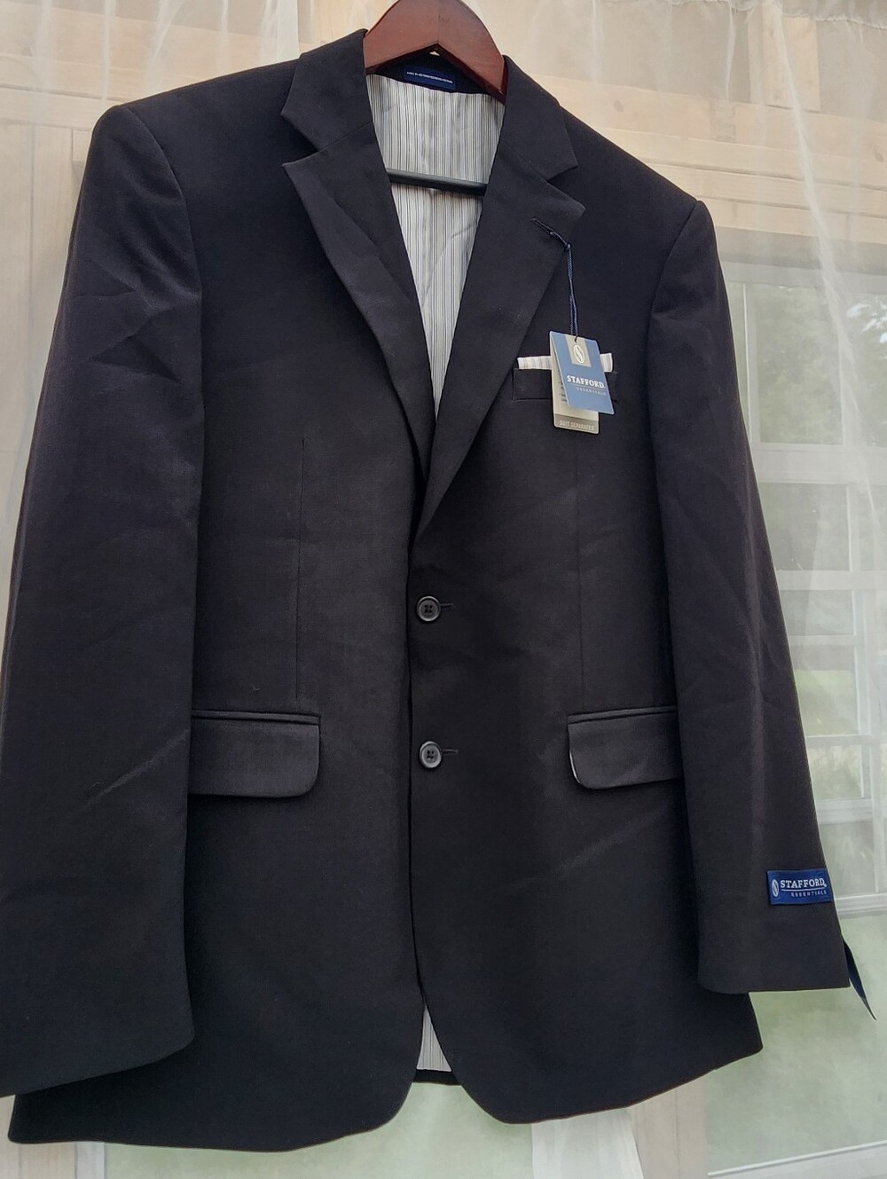 NWT Stafford Mens 40R Classic Fit Sport Coat Blazer Black MSRP $180 Jacket Lined